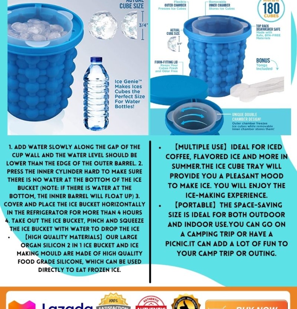 The Ultimate Magic Ice Cube Maker Silicone Bucket with Lid Makes