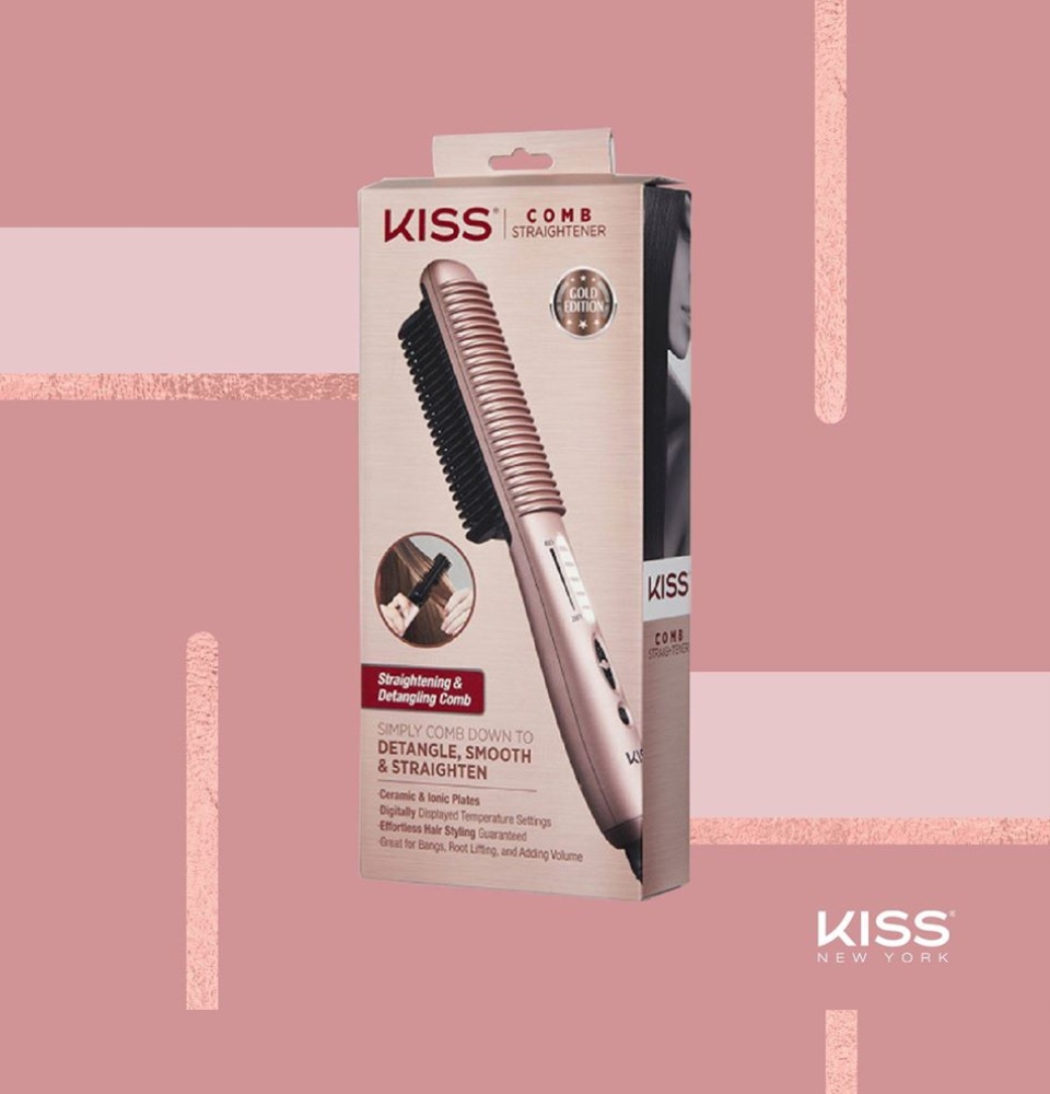 kiss comb straightener black hair