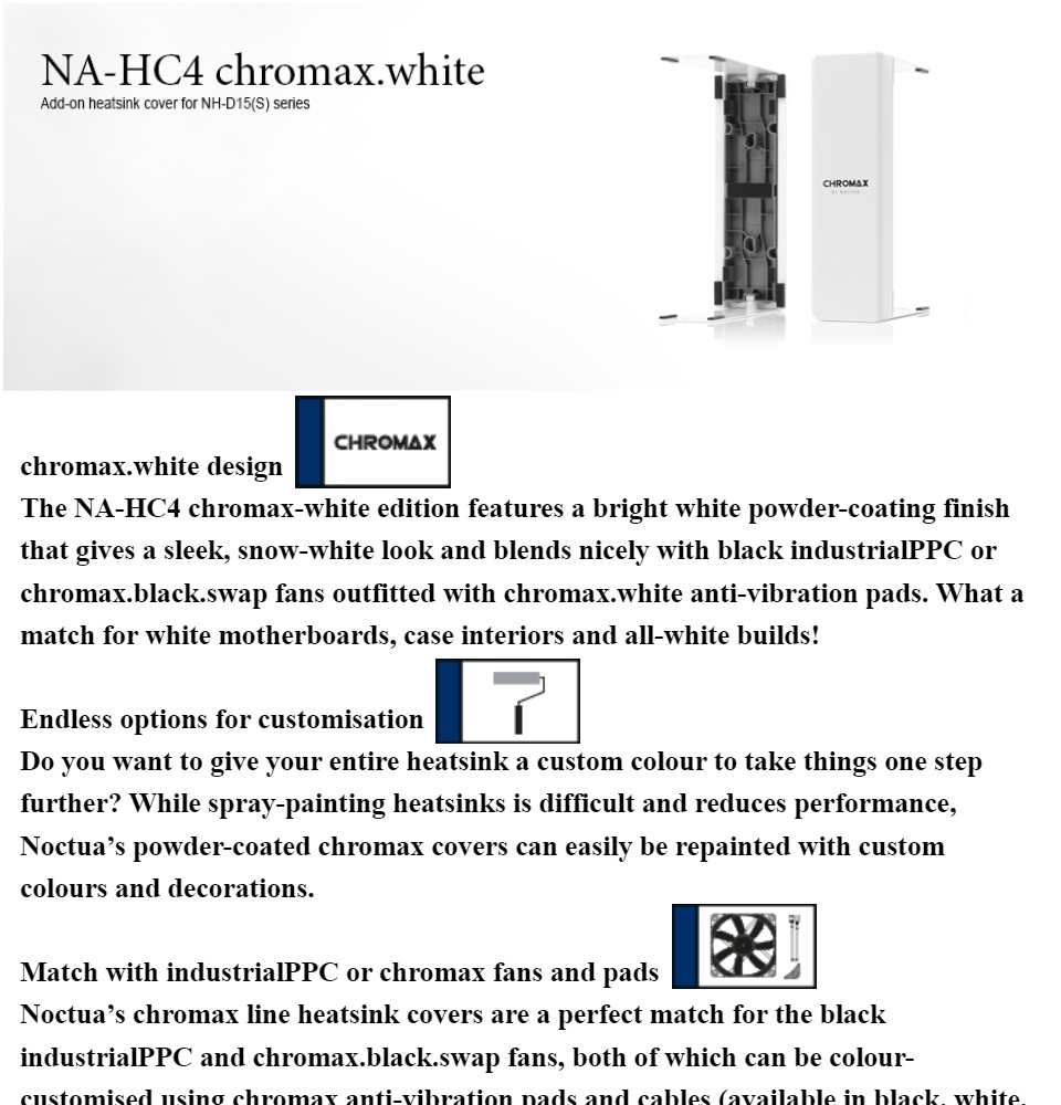 Noctua NH-D15 CPU Cooler with NA-HC4 chromax.White Heatsink Covers