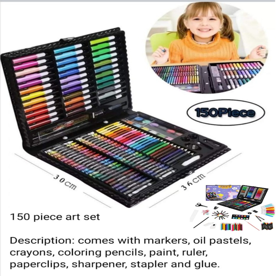 KIDDYCOLOR 150-Pieces Deluxe Art Set for Kids, Drawing Art Supplies in a  Plastic Case, Great Gift for Kids Christmas New Year