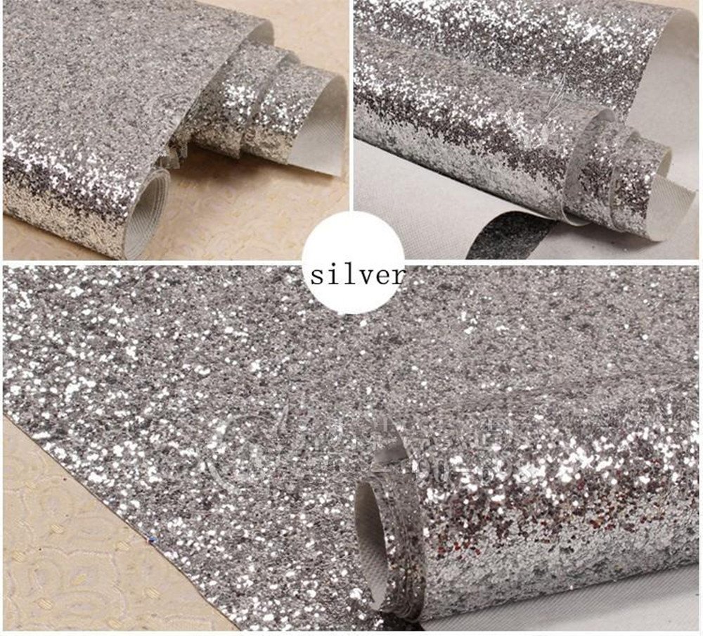 Glitter Wallpaper Self Adhesive Sparkle Holographic Silver Wallpaper Waterproof Pvc With Glue Wall Stickers Renovation Background Sticker For Home