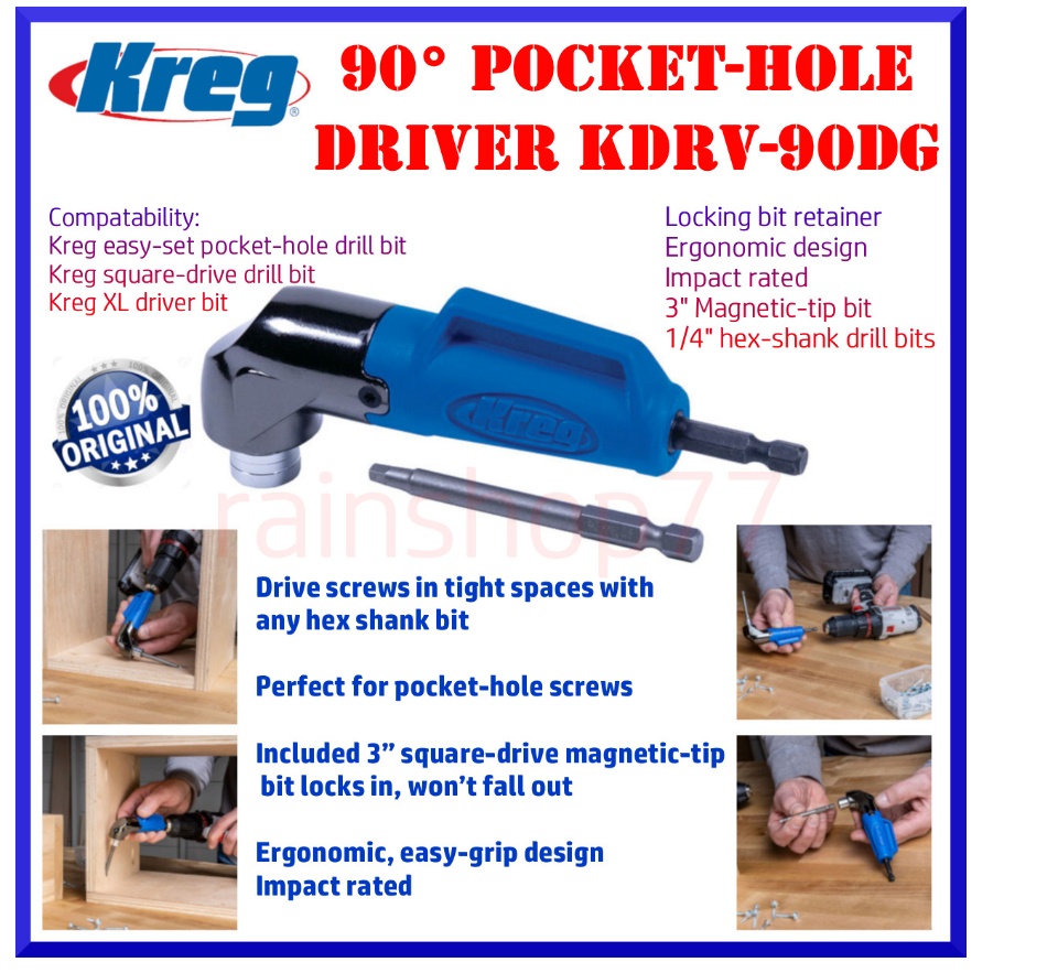 Kreg 90 Degree Pocket-Hole Driver with Magnetic-Tip Bit for Tight