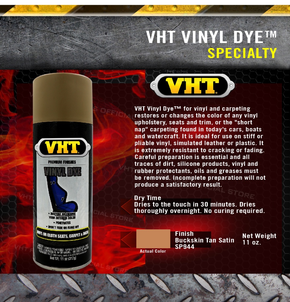  VHT (SP944-6 PK Buckskin Tan Satin Vinyl Dye - 11 oz. Aerosol,  (Case of 6) : Automotive