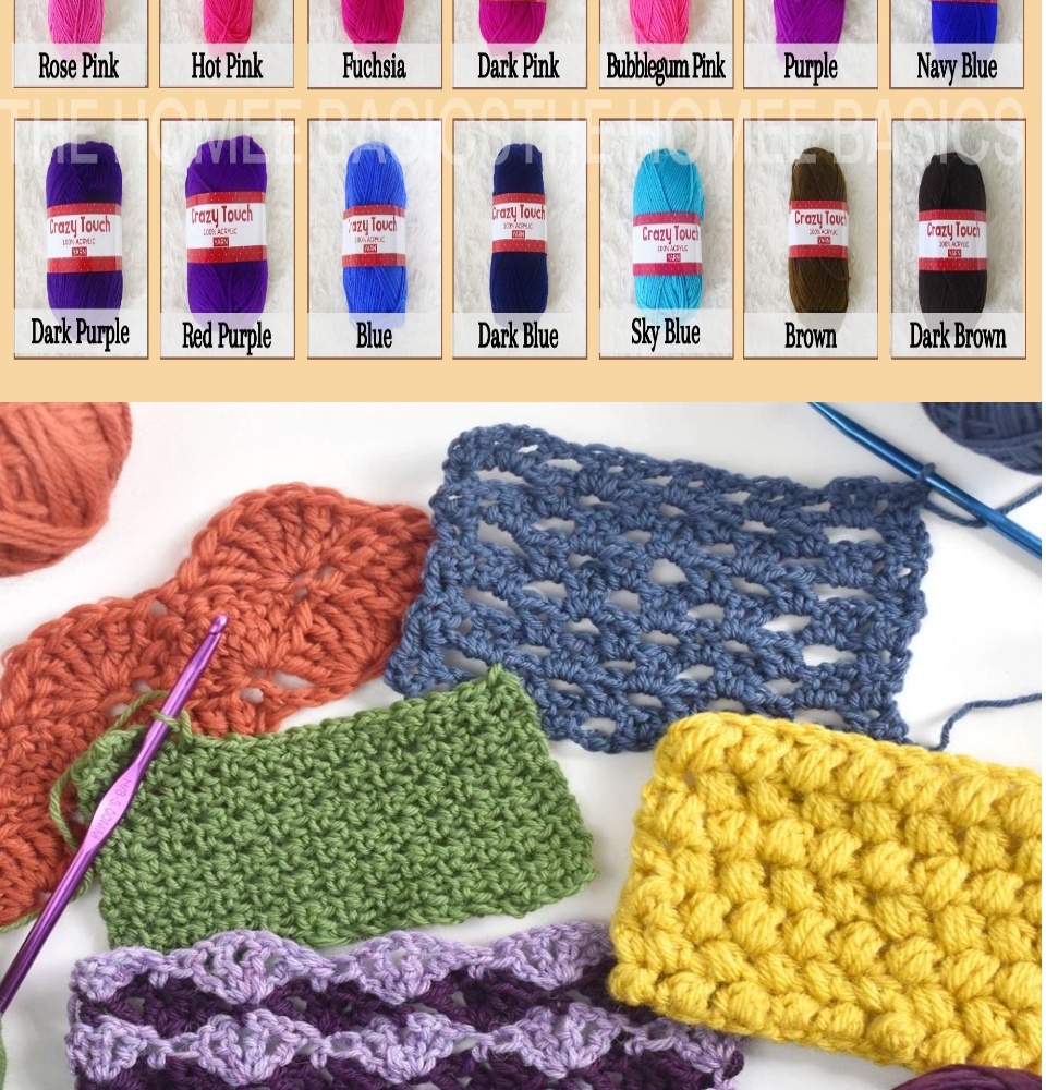 The Homee Basics - Orange Yarn for Crochet Set Acrylic Line Wool Yarn  Thread Crochet Hook Weave Hand Knitting Soft Acrylic Yarn for DIY Scarf  Sewing Supplies SET of 10pcs. Same color