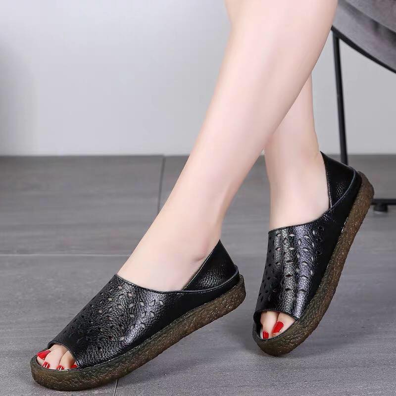 leather open toe shoes