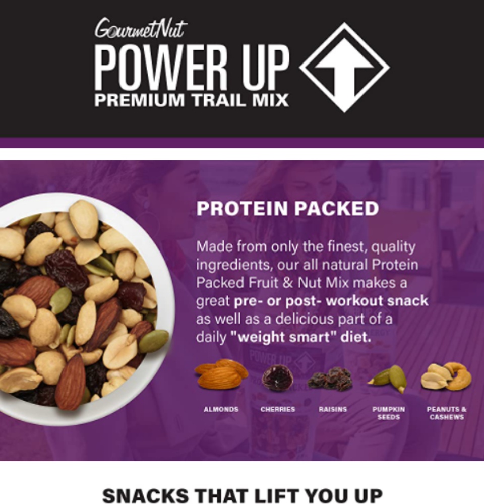 Power Up Premium Trail Mix - Protein Packed 14oz, No Added Sugar, Made  Without Peanuts, Gluten Free, Vegan, Non-GMO