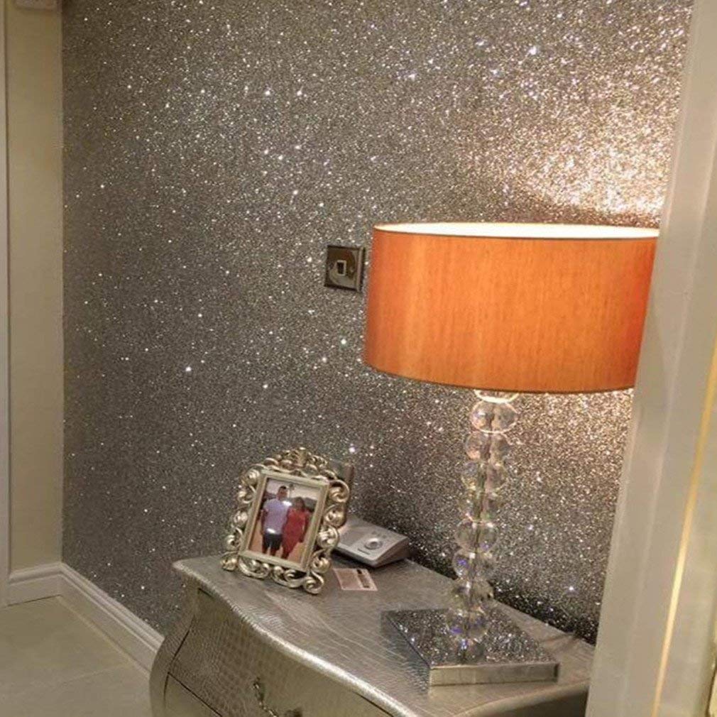 Glitter Wallpaper Self Adhesive Sparkle Holographic Silver Wallpaper Waterproof Pvc With Glue Wall Stickers Renovation Background Sticker For Home