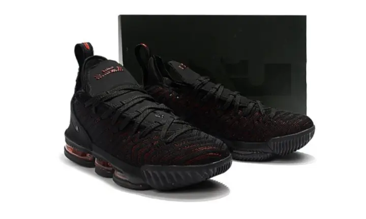 lebron 16 shoes black and red