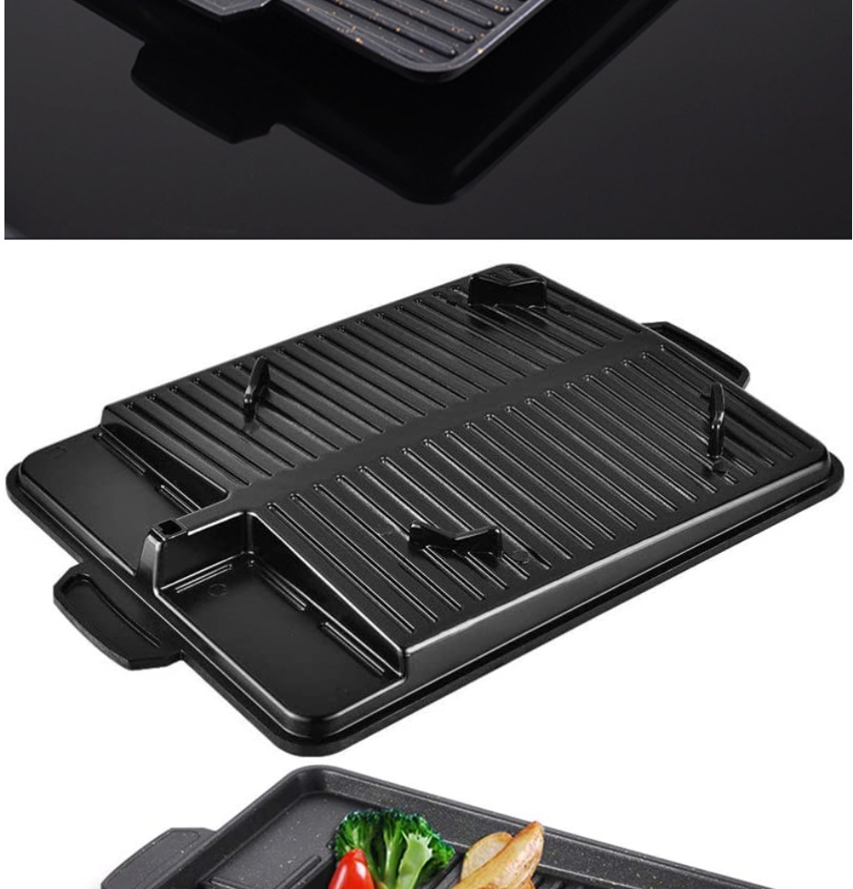 Inquiry (UPIT) Sanri Korean Barbecue Pan, Induction Compatible, Non-Stick Coating, Samgyopsal, Grill Pan