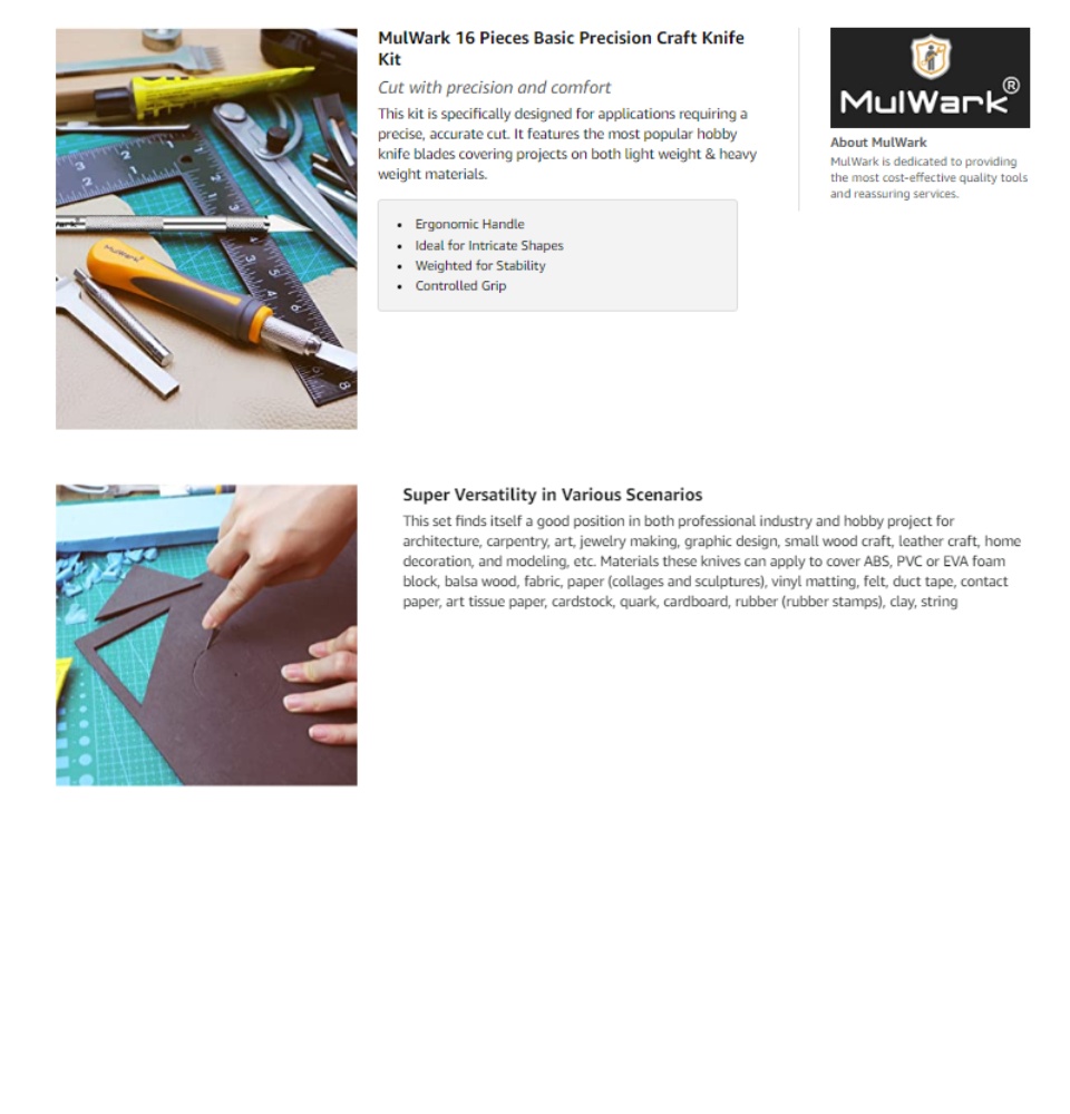 MulWark 16pc Precision Craft Hobby Exacto Knife Set Kit, Sharp Scalpel  Razor Xacto Knives Tool For Art, Architecture Modeling, Scrapbooking