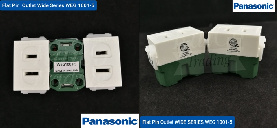 2 Gang Outlet, Convenience Outlet Flat Pin, C.O. Outlet Wall Outlet  WEG1001-5 / WEG6802 ( Panasonic)