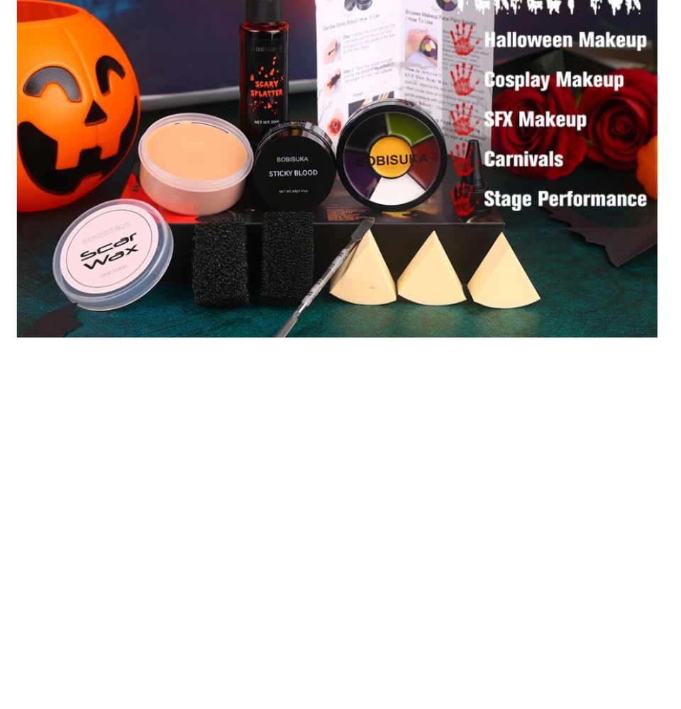 BOBISUKA Demonic Special Effects SFX Halloween Makeup Kit - 5 Colors Bruise  Makeup Face Body Painting Palette + Scar Wax with Spatula Tool + Fake