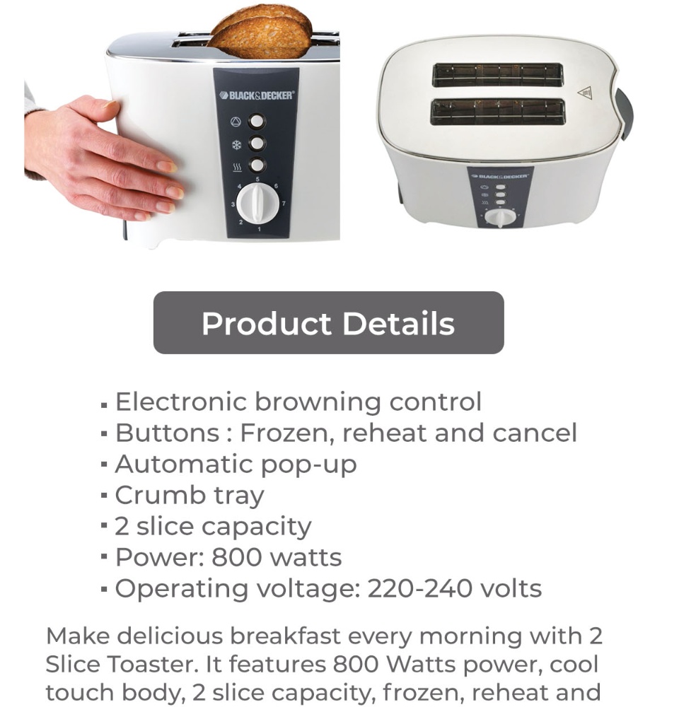 Shop Black+Decker 800w Cool Touch 2 Slice Toaster ET122-B5 at best price