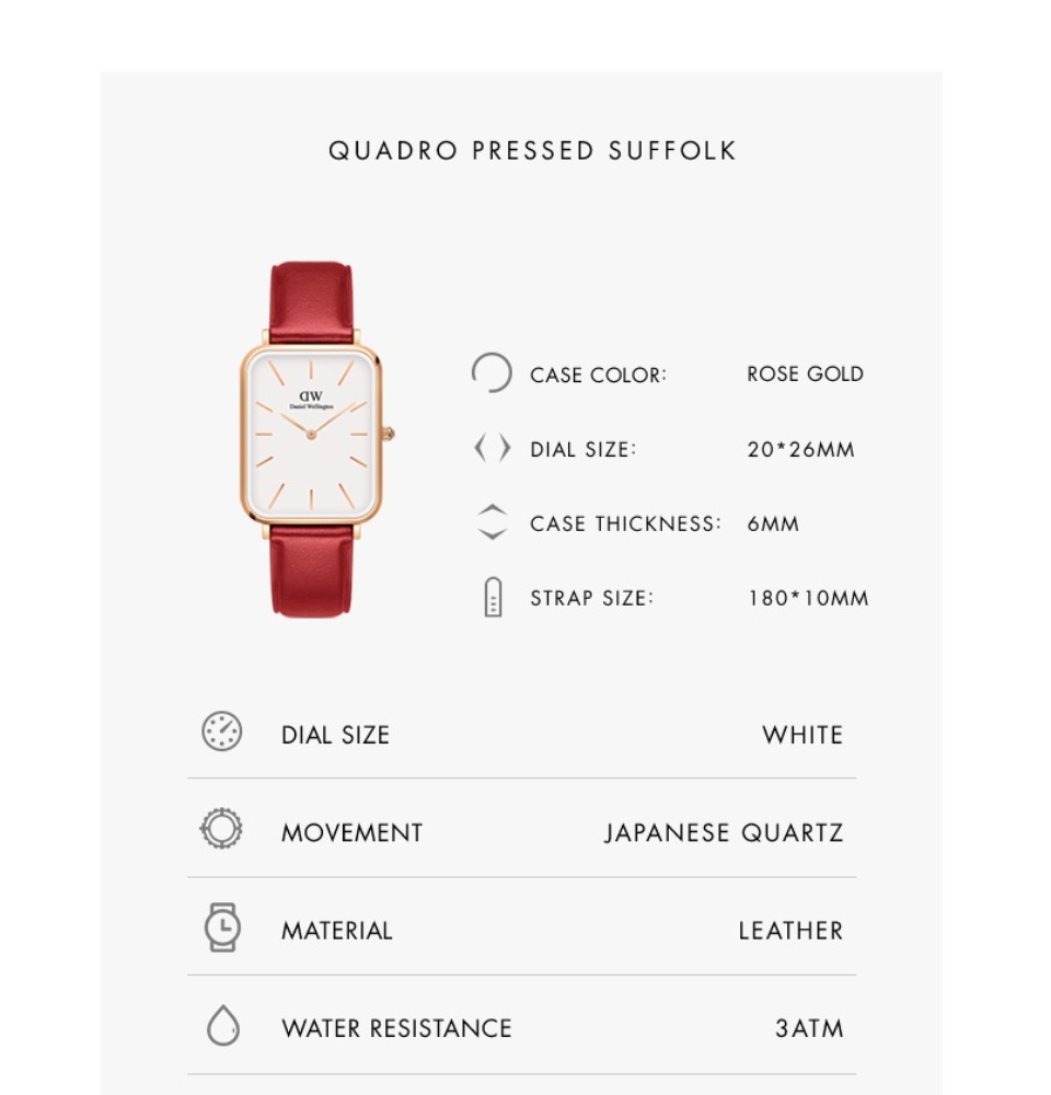 CNY Edition] Daniel Wellington Quadro 29x36.5mm Pressed Suffolk