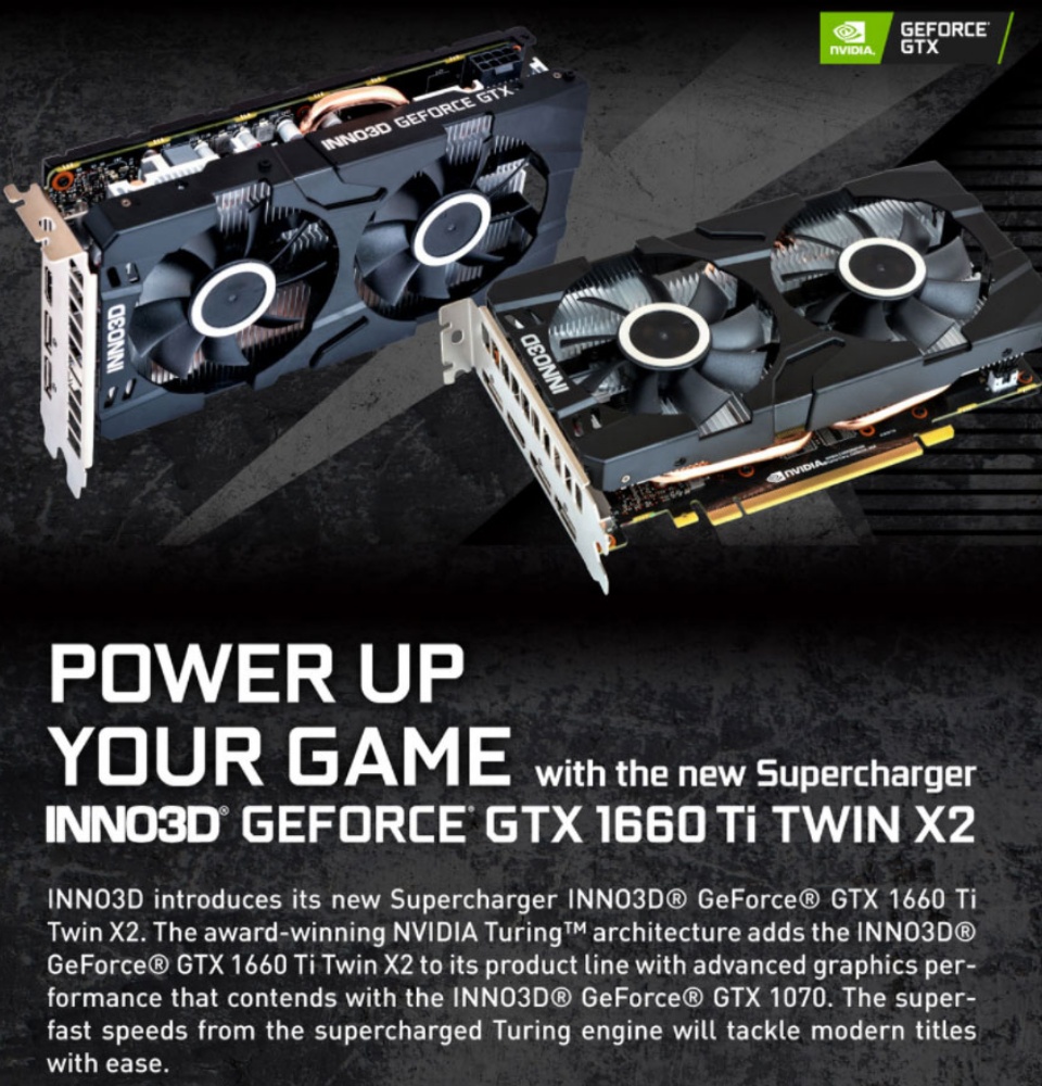 INNO3D Nvidia GeForce GTX 1660 TI Twin X2 6GB DDR6 192BIT Video ...