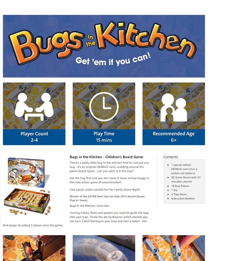  Bugs in the Kitchen - Children's Board Game, Standard, 6 - 15  years