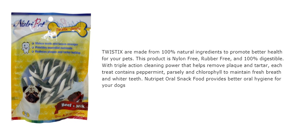 Nutripet Dog Treats Twistix Mini Beef and Milk 180g