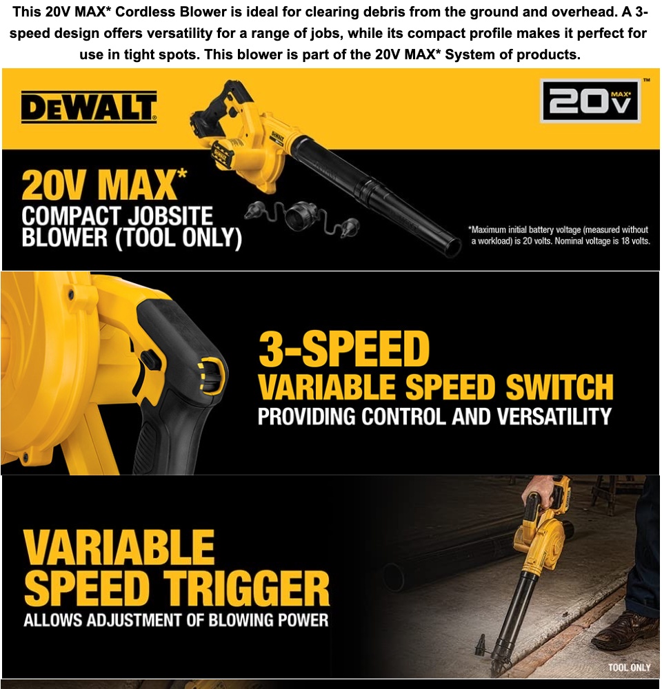 20V MAX* Compact Jobsite Blower (TOOL ONLY)