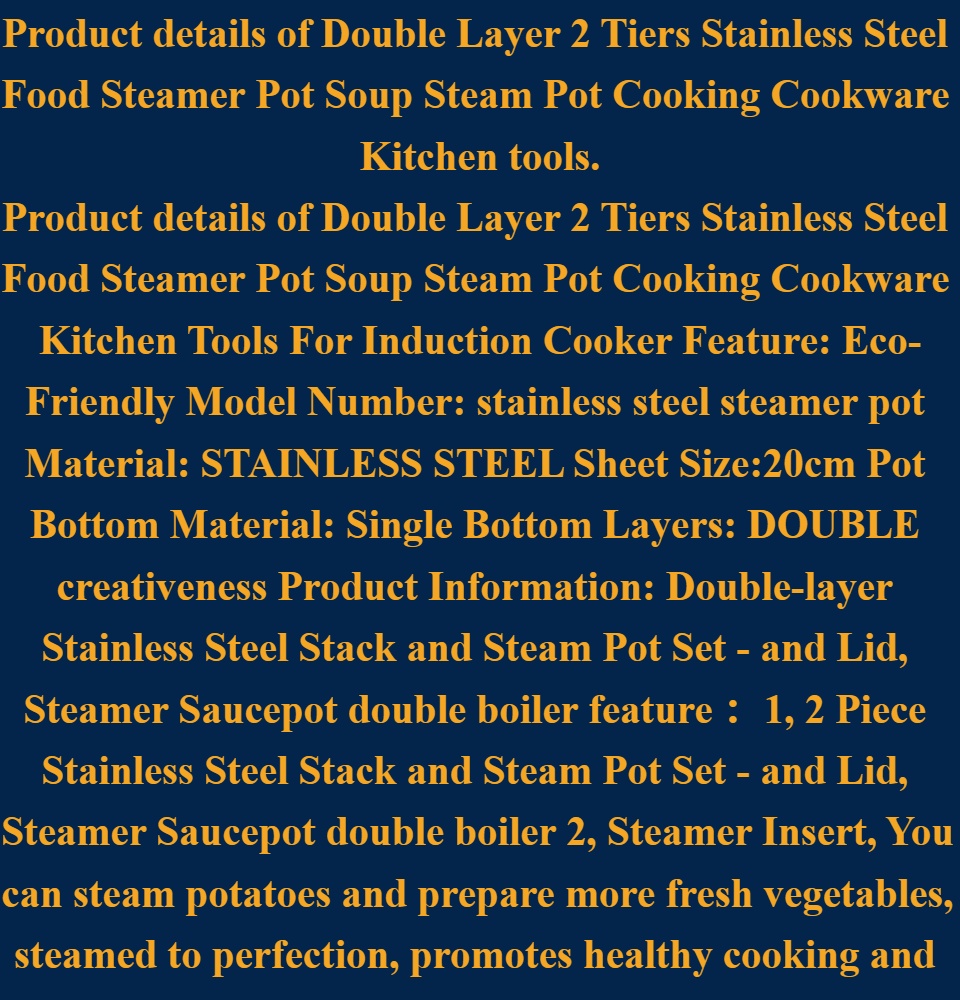 Double Layer 2 Tiers Stainless Steel Food Steamer Pot Soup Steam Pot  Cooking Cookware Kitchen tools