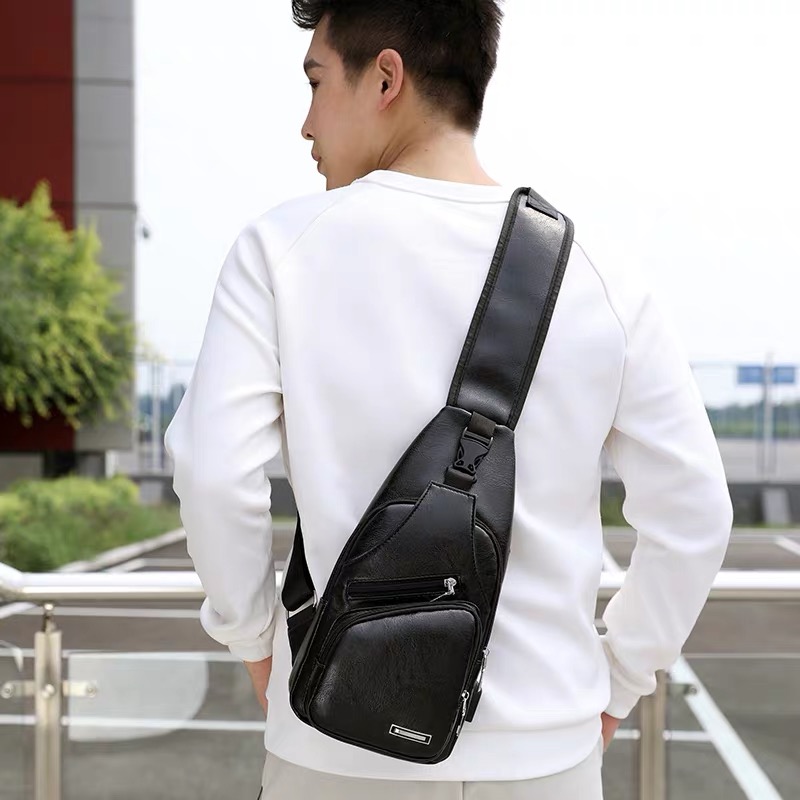 men wearing sling bag