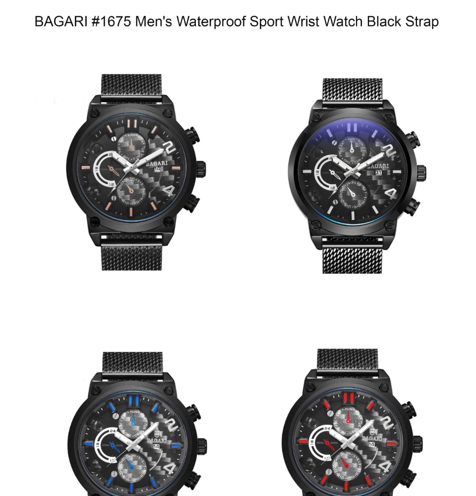 BAGARI 1802P Fashion Men Watch 3ATM Waterproof Week Display Leather Strap  Quartz Watch | Quartz watch, Watches for men, Leather straps