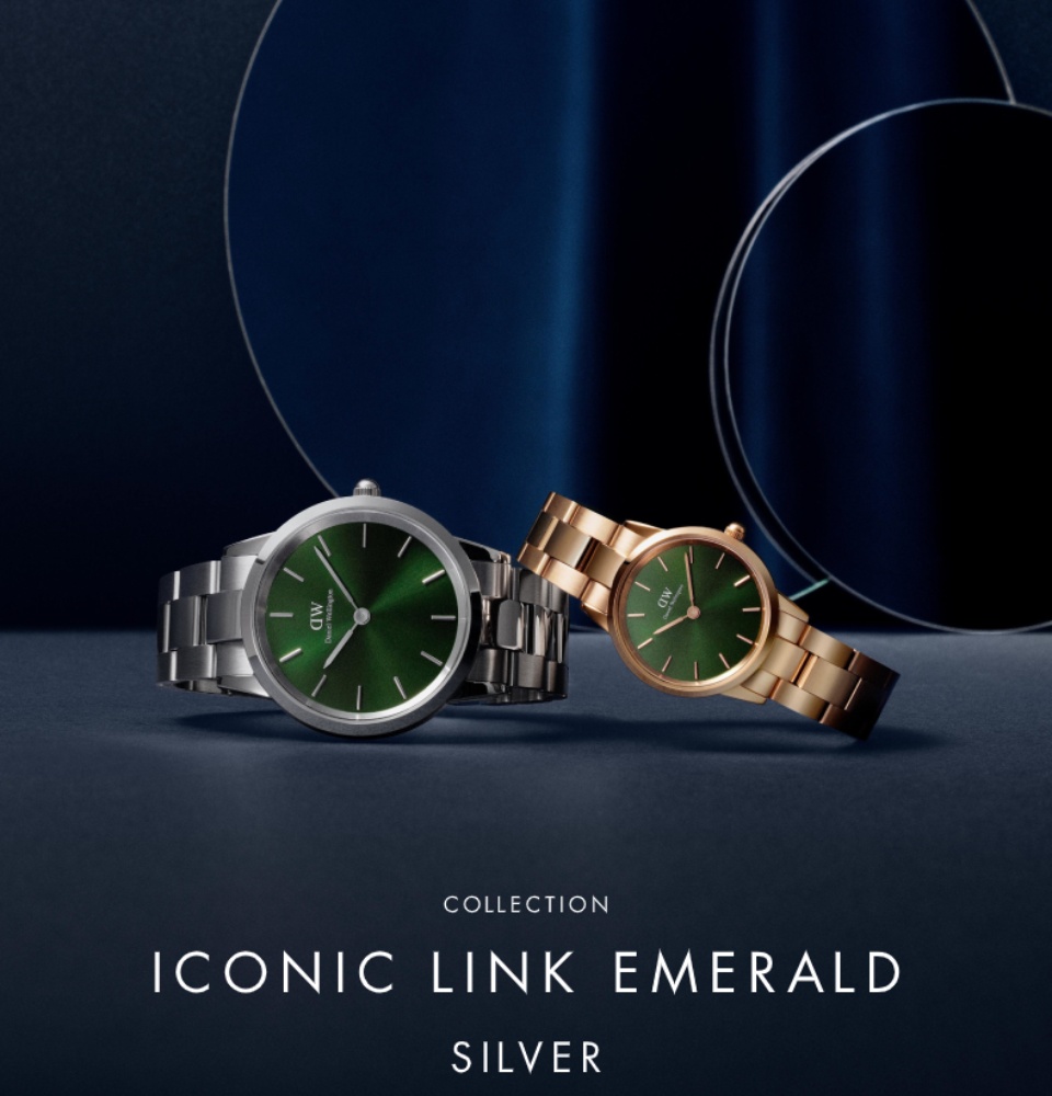 Daniel Wellington Iconic Link Emerald Watch 40mm Silver Green
