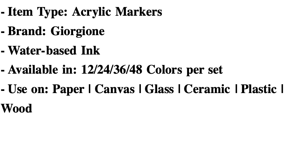 Giorgione Acrylic Marker [12/24/36/48 pc] [Round Handle]