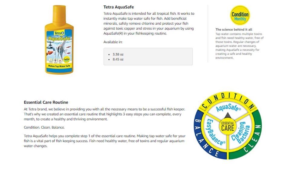  Tetra 16172 AquaSafe Fish Tank Water Conditioner, 8.45 fl oz :  Aquarium Treatments : Pet Supplies