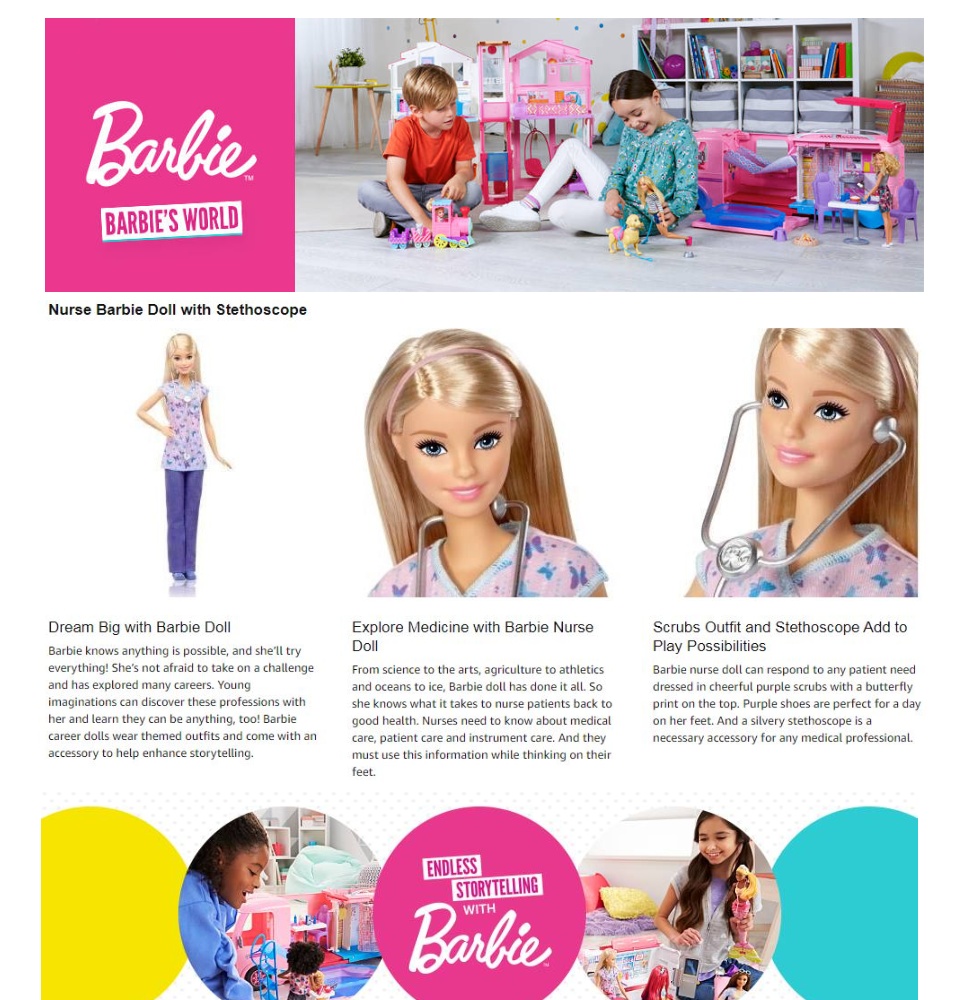 nurse barbie doll with stethoscope