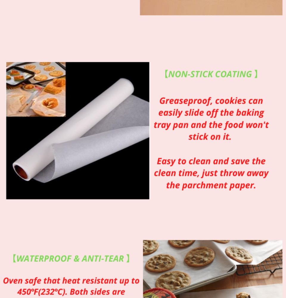 Iopqo Kitchen Utensils Set 10M Baking Paper Parchment Paper Rectangle Baking Sheets for Bakery BBQ Party Oven Mitts