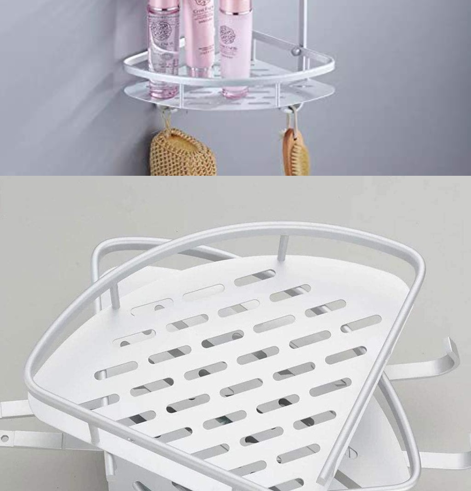 2pcs Bathroom Corner Shelf, Triangle Wall Shower Caddy, Waterproof &  Rustproof, Adhesive Storage Organizer For Shampoo, Conditioner, Soap,  Aluminum Alloy, Multifunctional