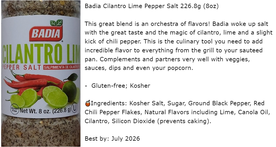 Badia Cilantro Lime Pepper Salt