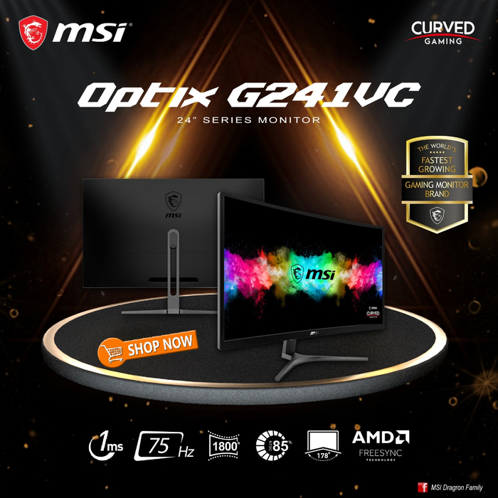 Msi Optix G24c4 144hz 1ms Free Sync Curved Gaming Monitor With Free Gaming Mouse And Mouse Pad Lazada Ph