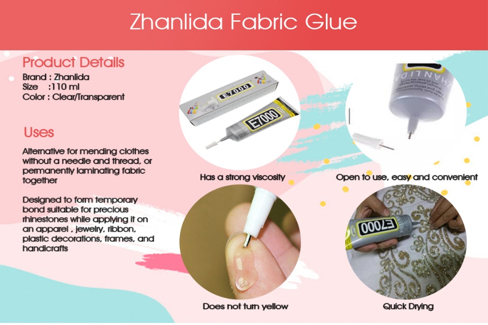 Zhanlida E7000 Transparent Glue for Fabric Mending, Jewelry