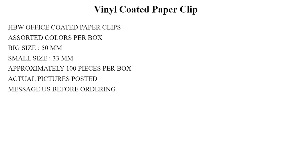 Paper Clip Vinyl Coated 33mm and 50mm