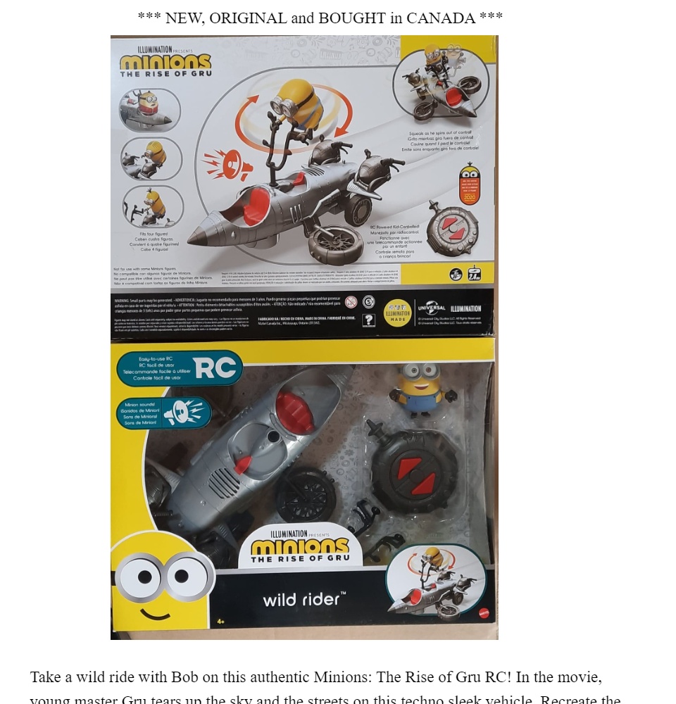New and ORIGINAL Minions Wild Rider Remote Control Vehicle with