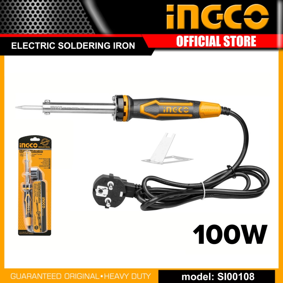 Ingco Si00108 Fer à souder électrique de 100 W professionnel avec tête à  pointe droite