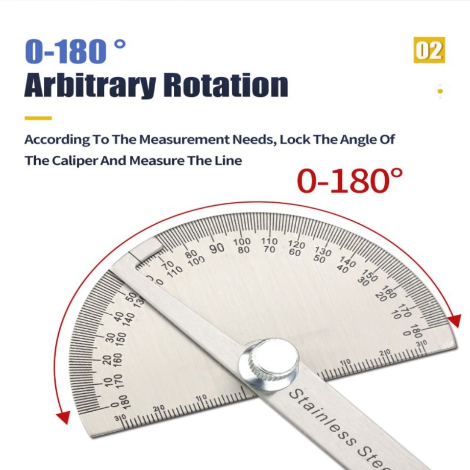 Economic Stainless Steel Round Head Rotary Protractor Angle Ruler Measuring  Tool - m. - Angle Gauge - US$ 3.00