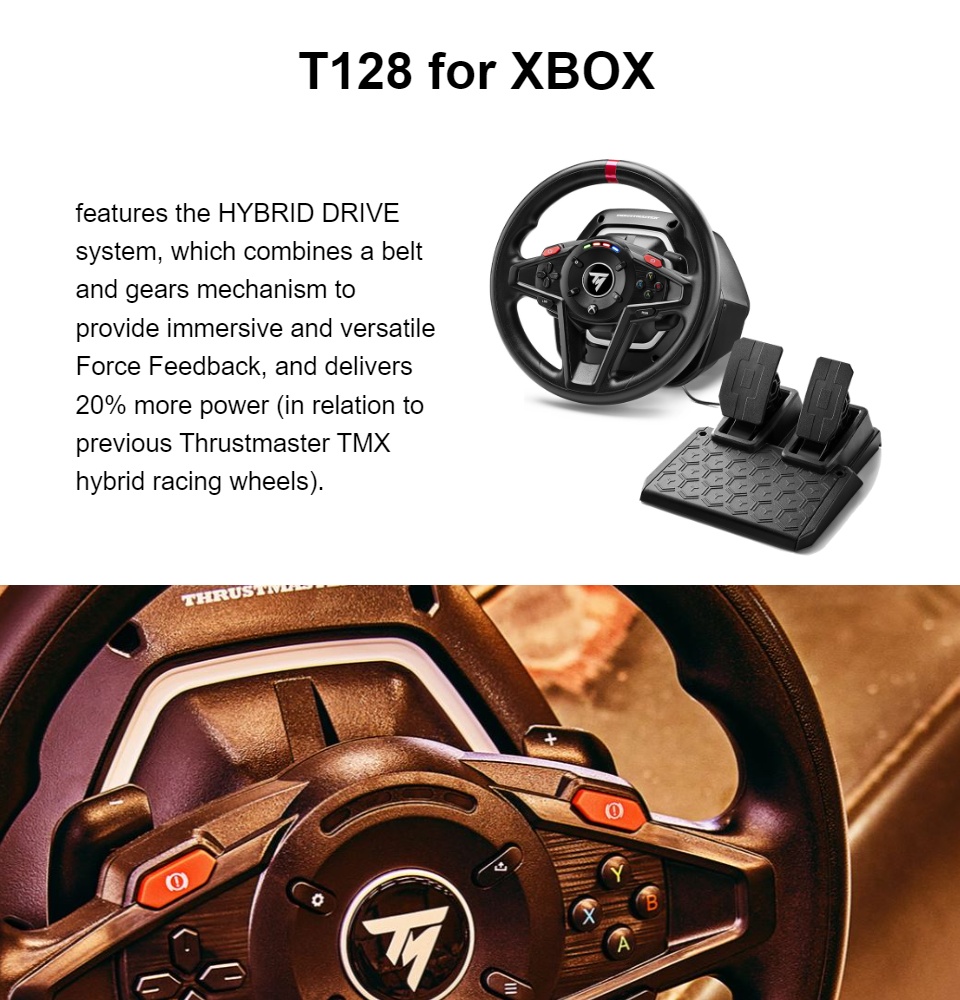 Thrustmaster T128 Force Feedback Racing Wheel with Magnetic Pedals for