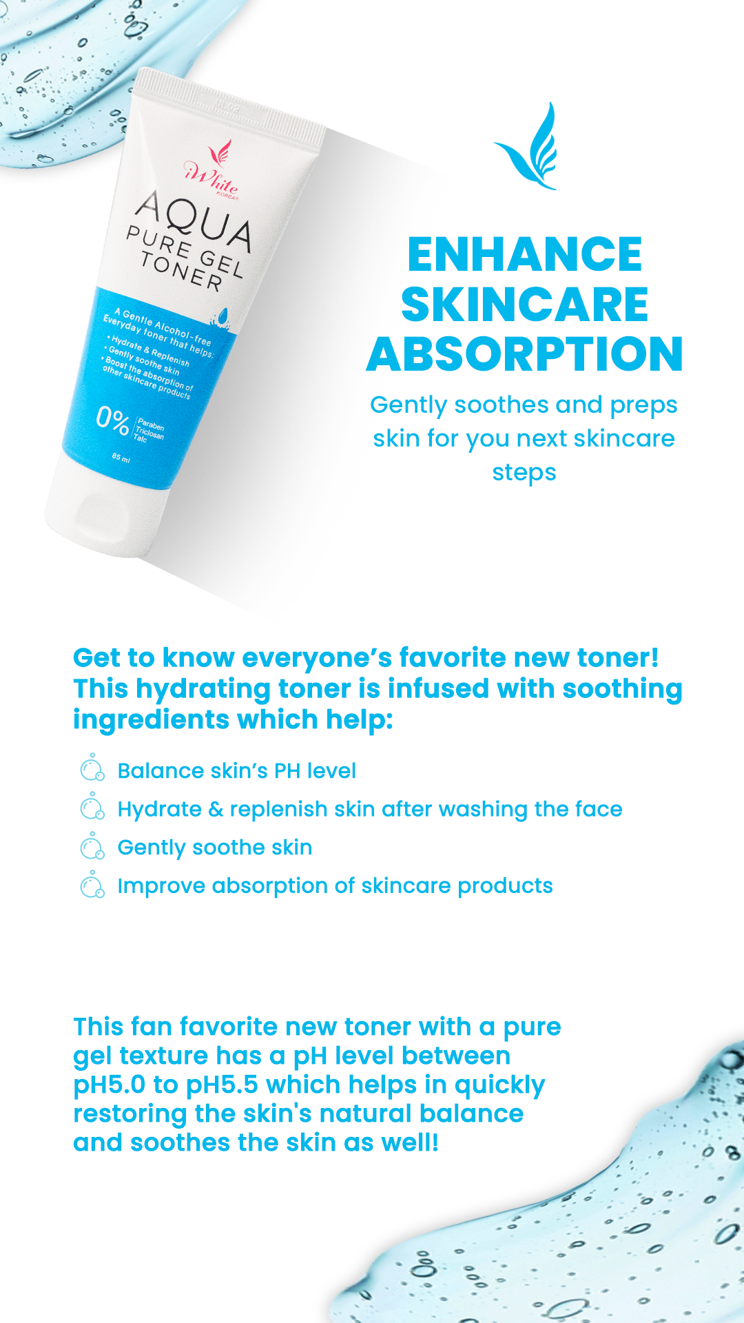 iwhite korea aqua pure gel toner