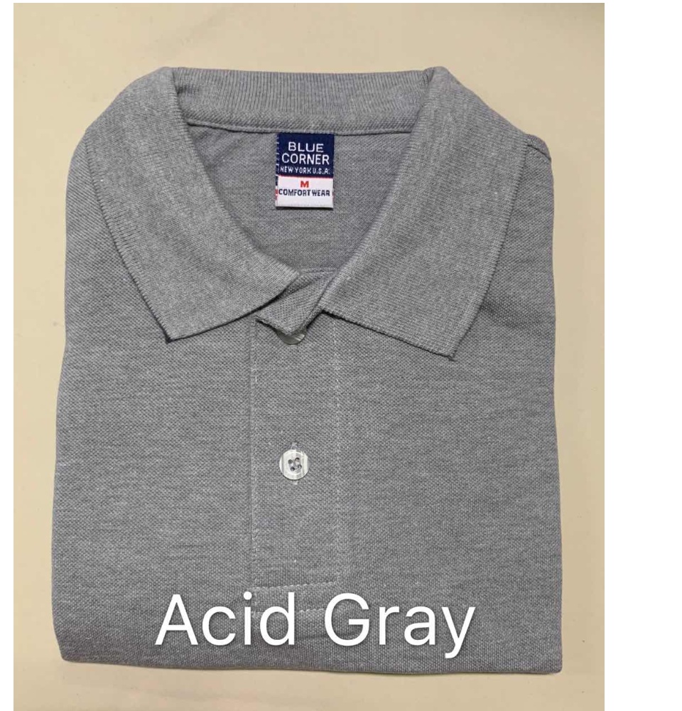 Blue Corner Mens Polo Shirt Plain Comfort Wear Acid Gray Cotton