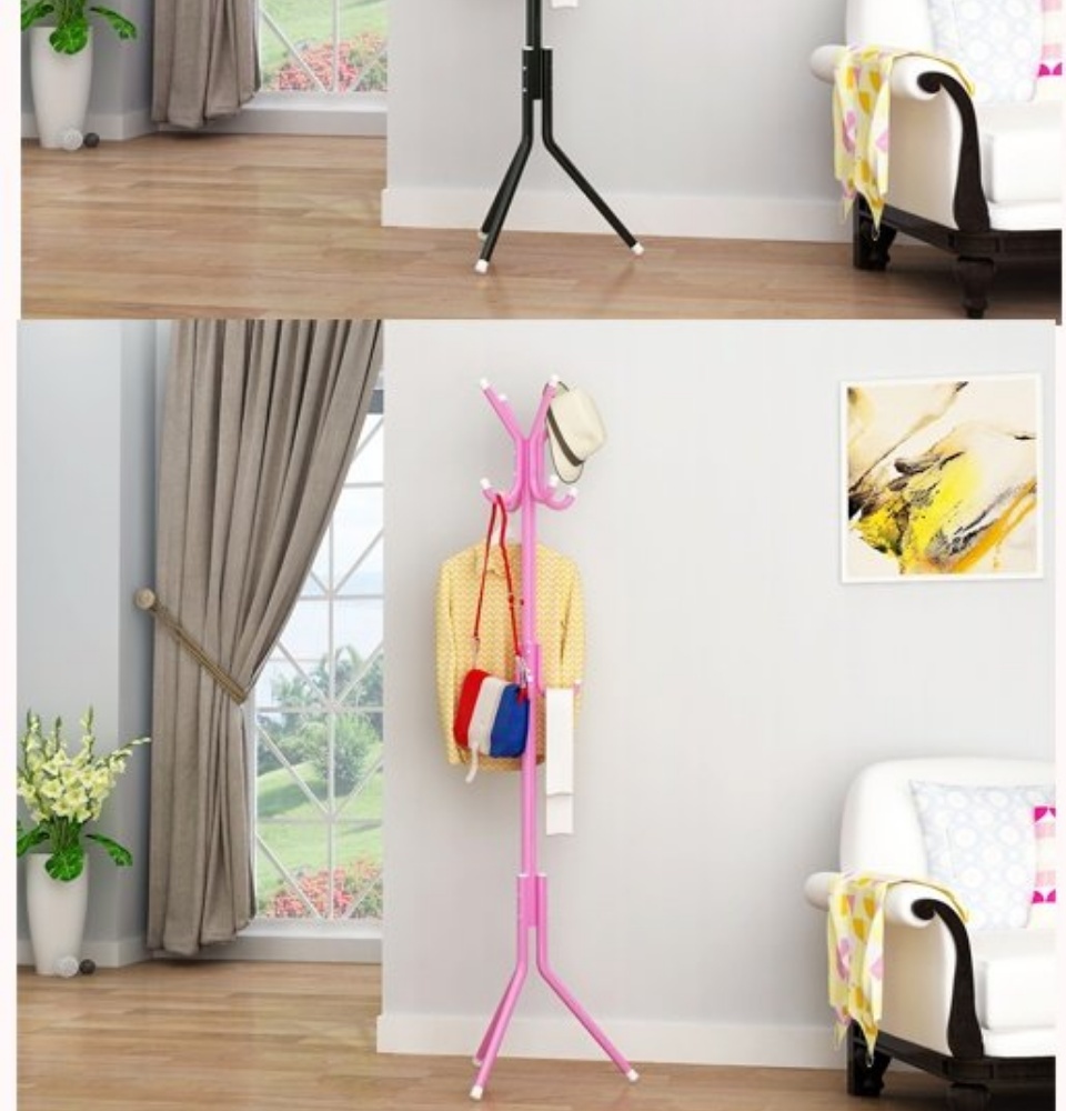 12 Hook Hanging Pole Rack Clothes Hanger Coat stand Storage