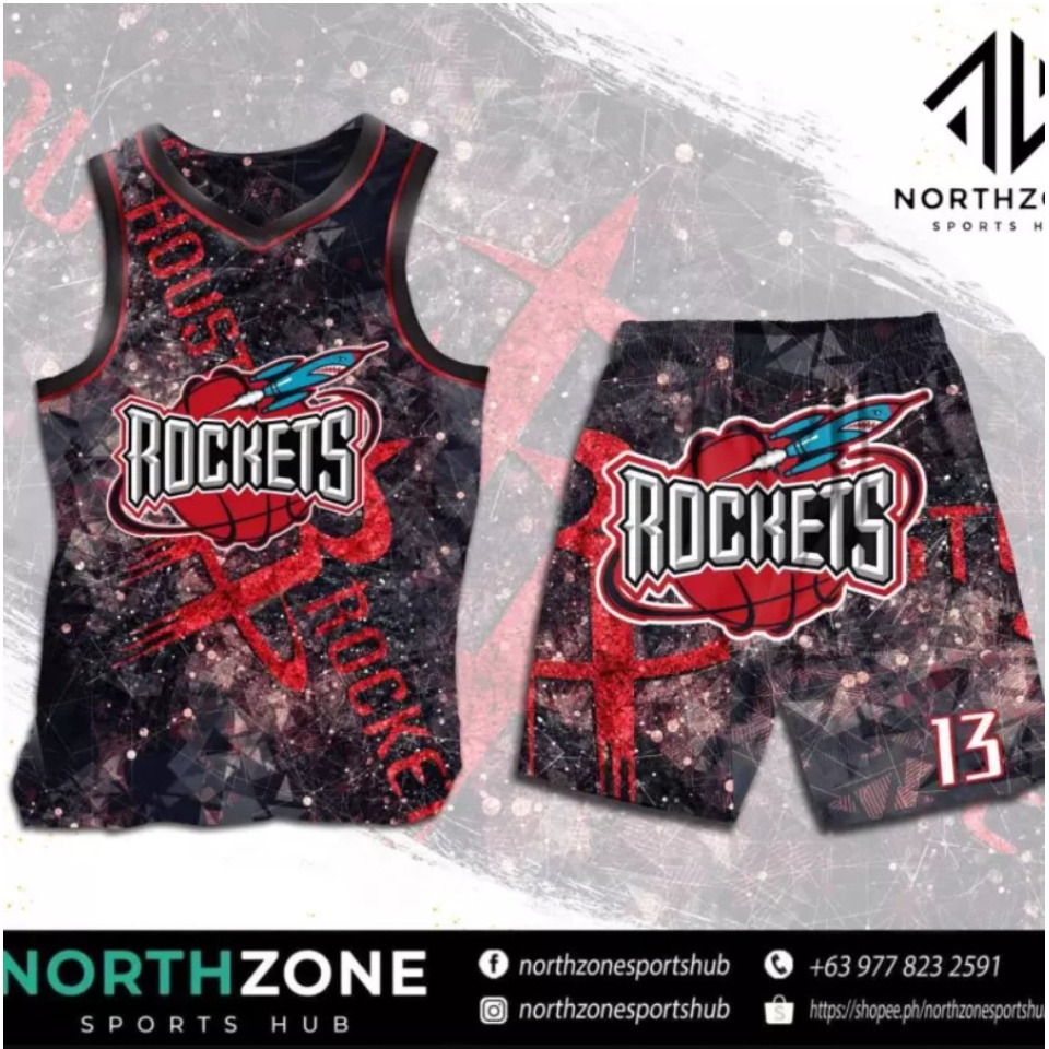 Sublimated Basketball Jersey Rockets style