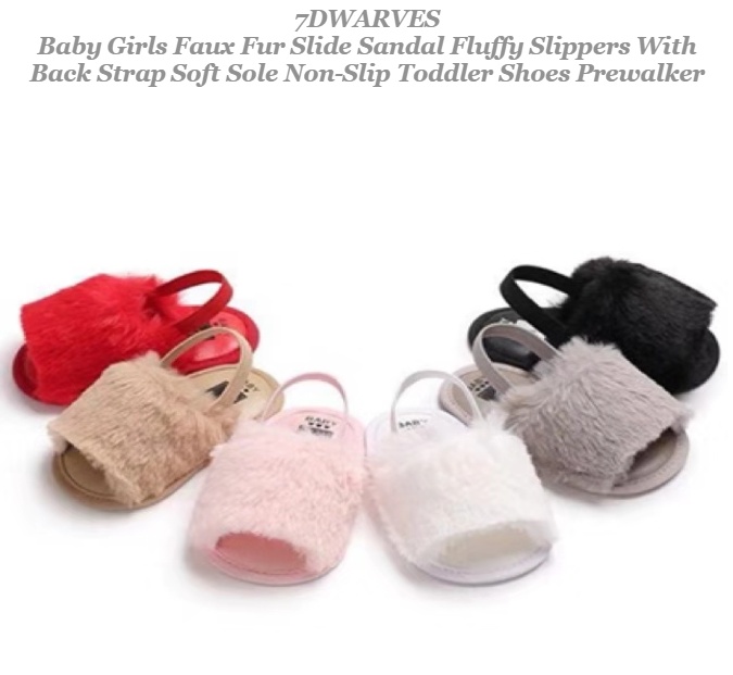 7DWARVES Baby Girls Faux Fur Slide 