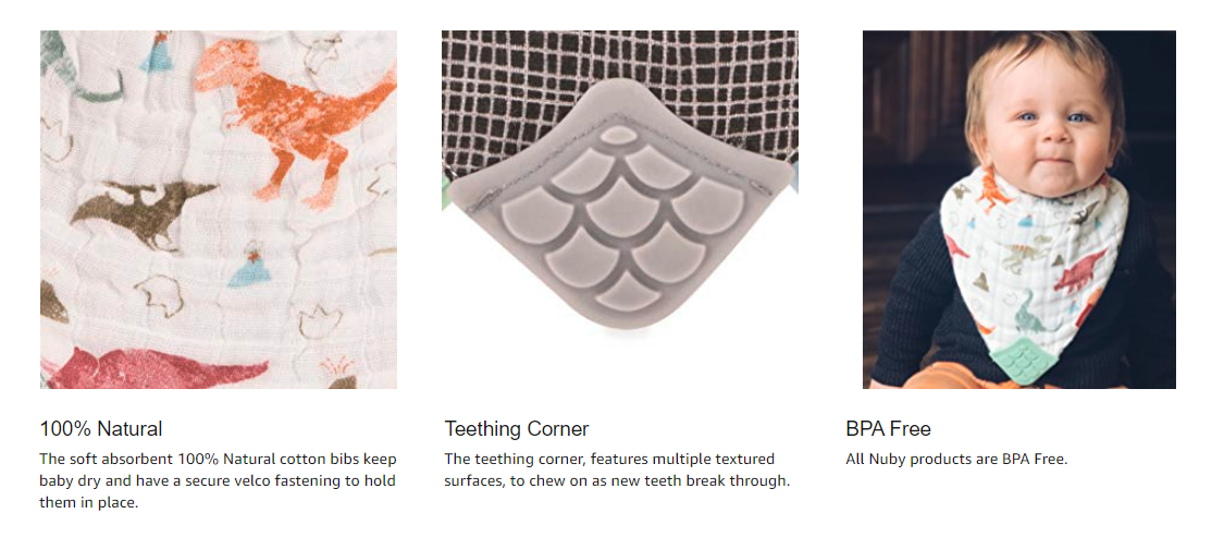 nuby muslin teether bib