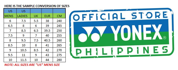 yonex shoe sizing