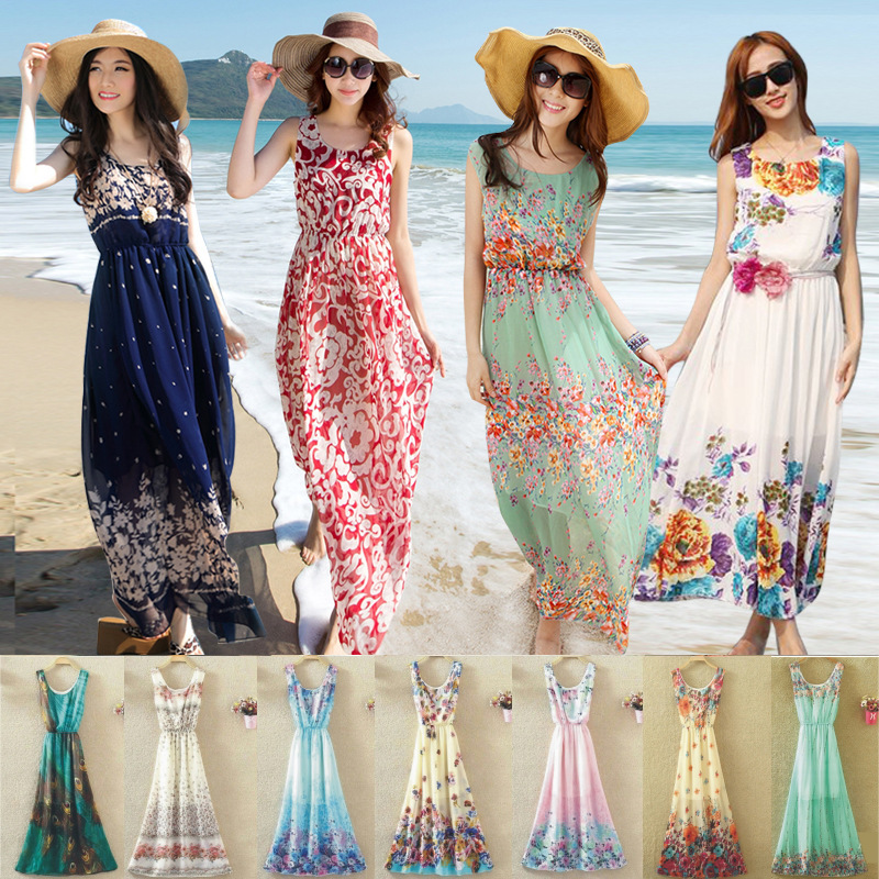 long chiffon beach dress