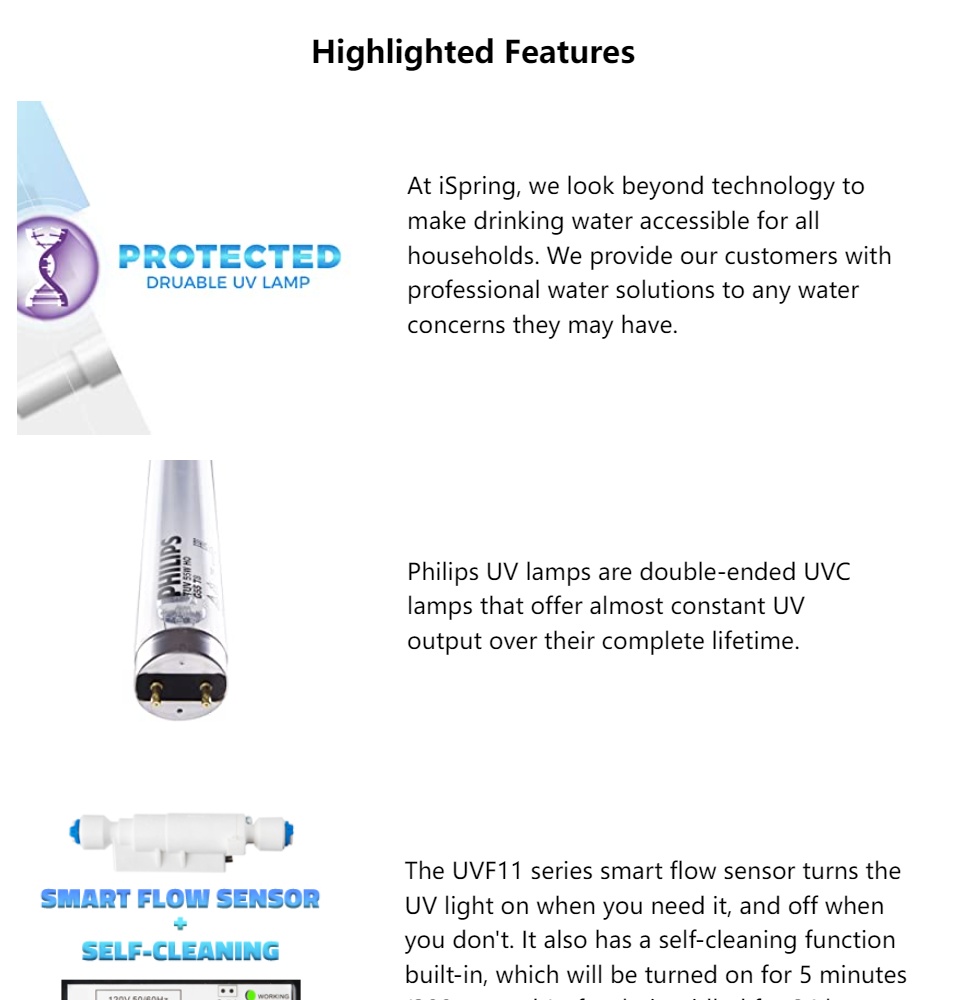 当店一番人気 iSpring UVF55FS Whole House UV Water Filter with Smart Flow Sensor  Switch, ＿並行輸入品