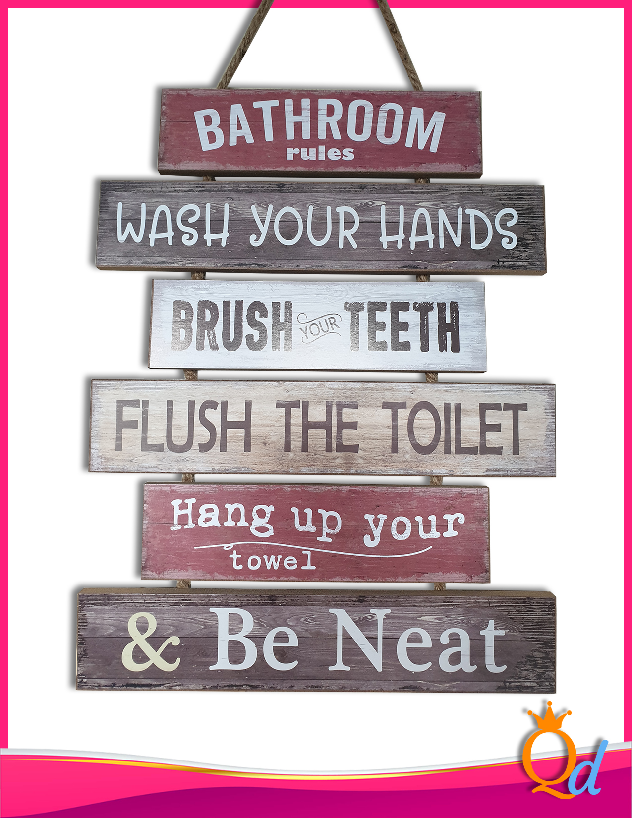 Bathroom Rules Wooden Wall Hanging Decor 30x52 Lazada Ph