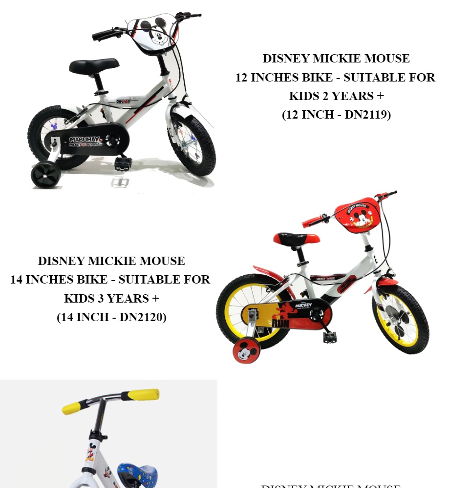 Mickey mouse bike outlet for 2 year old